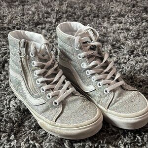 Vans Silver High-Top Sneakers with Zipper